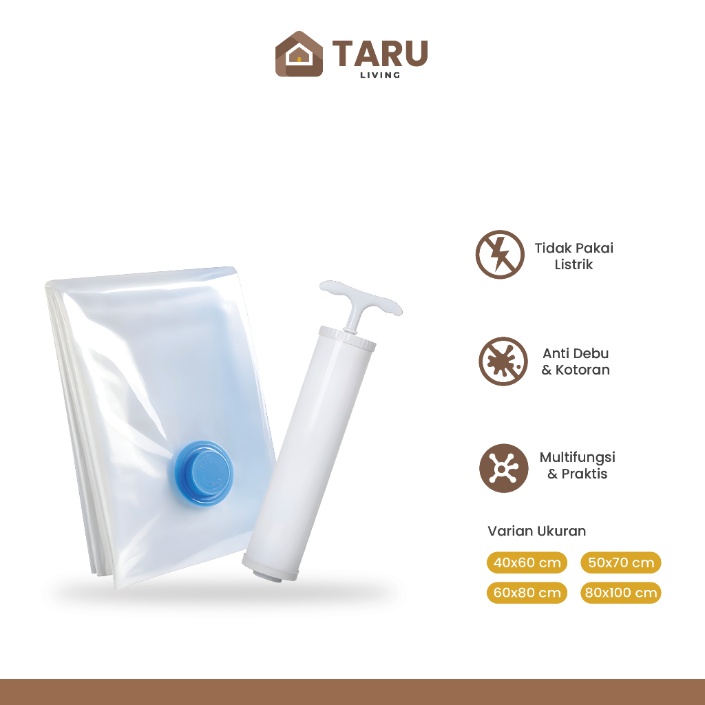 TARU - Plastik Vacuum Baju Pakaian Packing Travel Serbaguna - Vacuum Compression Bag