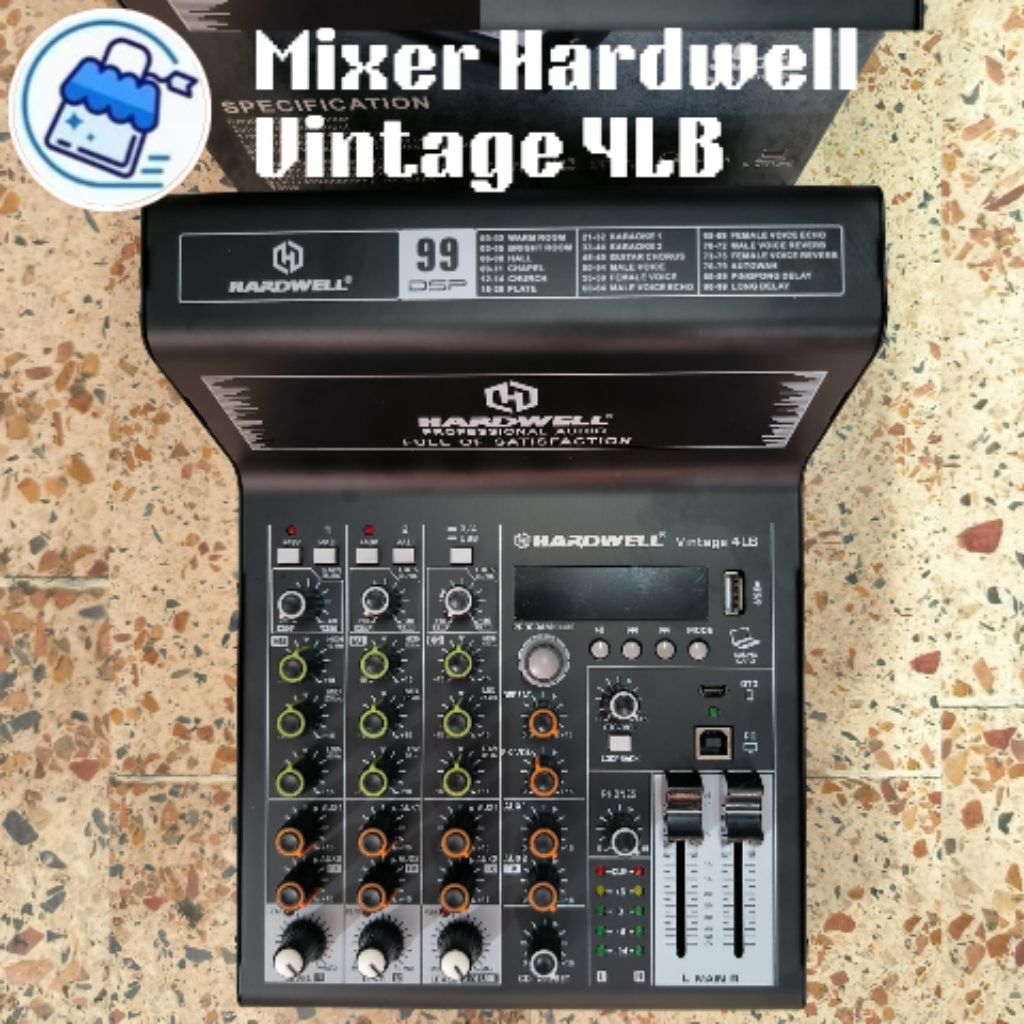Mixer Hardwell Vintage 4LB Original Profesional Mixer 4 Channel Input 2 Mono 2 Stereo Bluetooth 99 D
