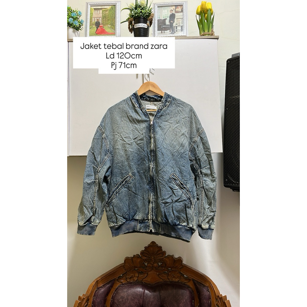 Jaket Bomber Jeans Zara pria_preloved