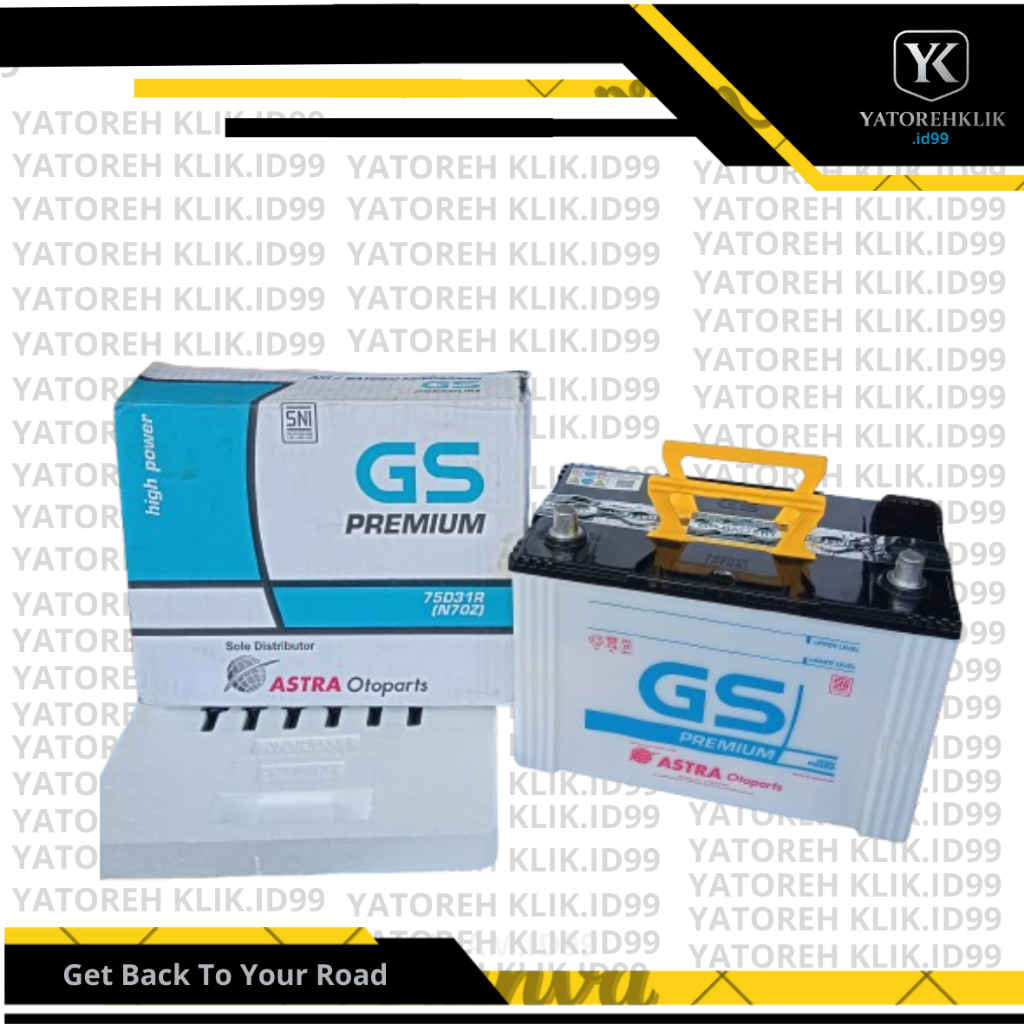 Aki Mobil N70Z 75Ah GS Astra Original | Aki Basah N70ZR N70ZL GS Astra Otoparts / Aki Basah N70Z 75A
