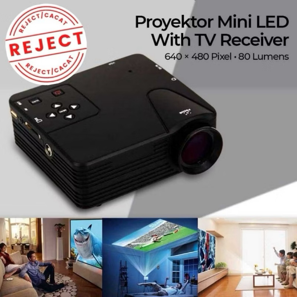 [OBRAL CACAT] Proyektor Mini LED 640 x 480 Pixel 80 Lumens with TV Receiver - H100