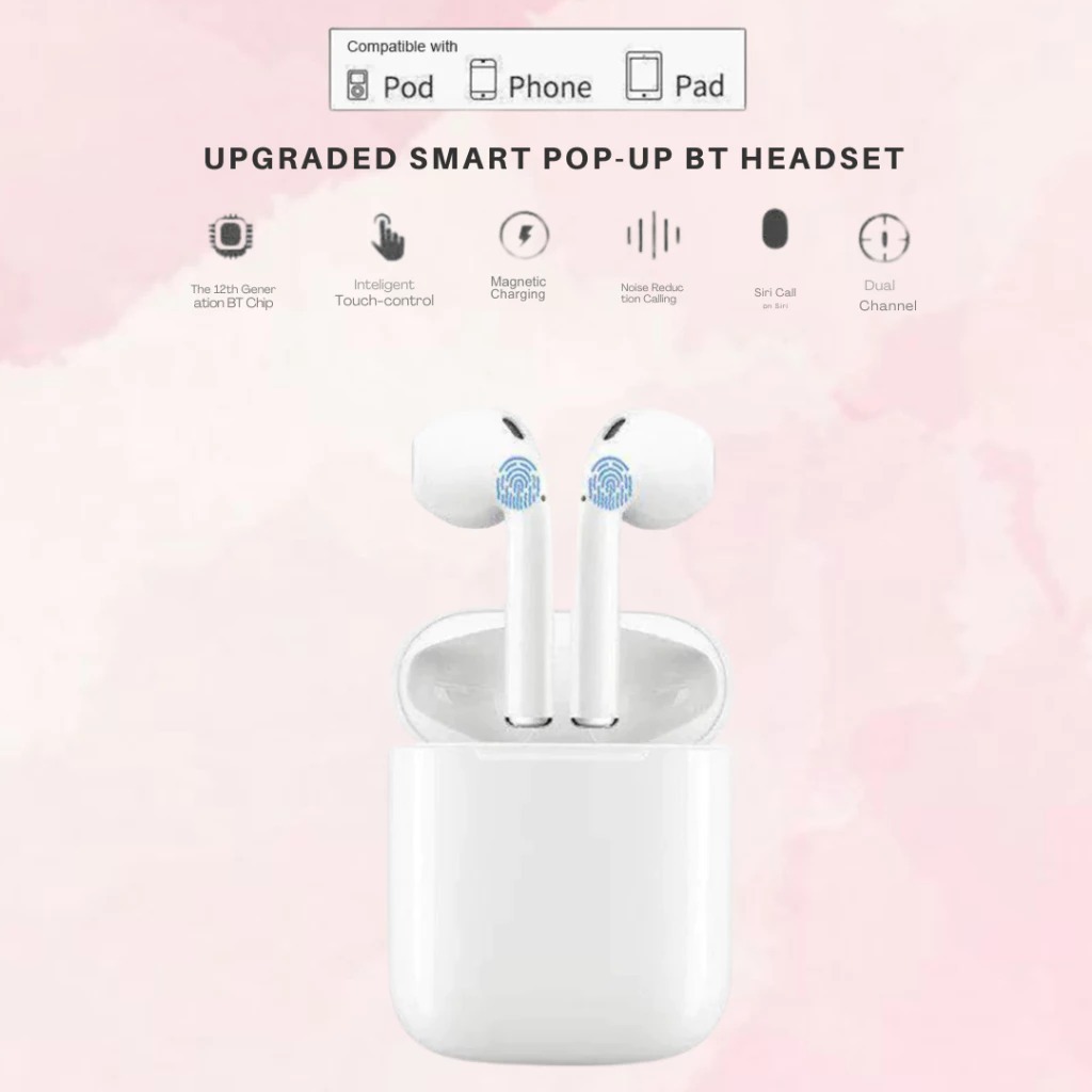 Headset Bluetooth Smart Bluetooth Headset Wireless Headset EARPHONE i12 TWS Headset Bluetooth