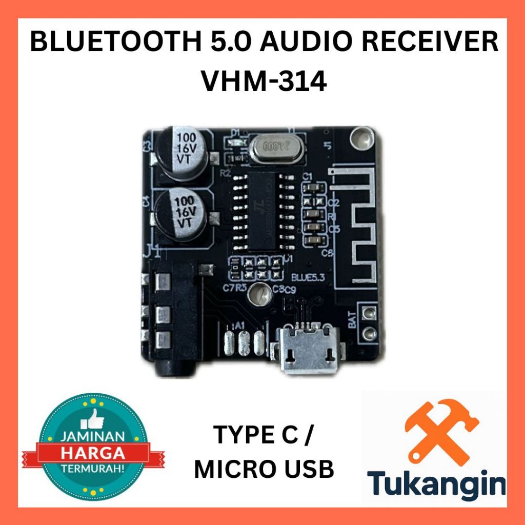 VHM-314 Bluetooth 5.0 Audio Receiver Module Heatsink Fan AUX Stereo Type C Micro USB