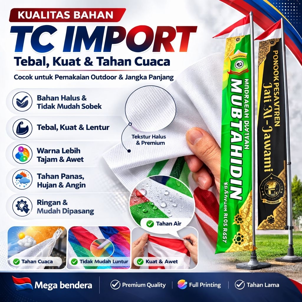 UMBUL UMBUL CUSTOM PERSEGI FULLPRINT | 3 4 5 METER | BENDERA EVENT BERQUALITAS