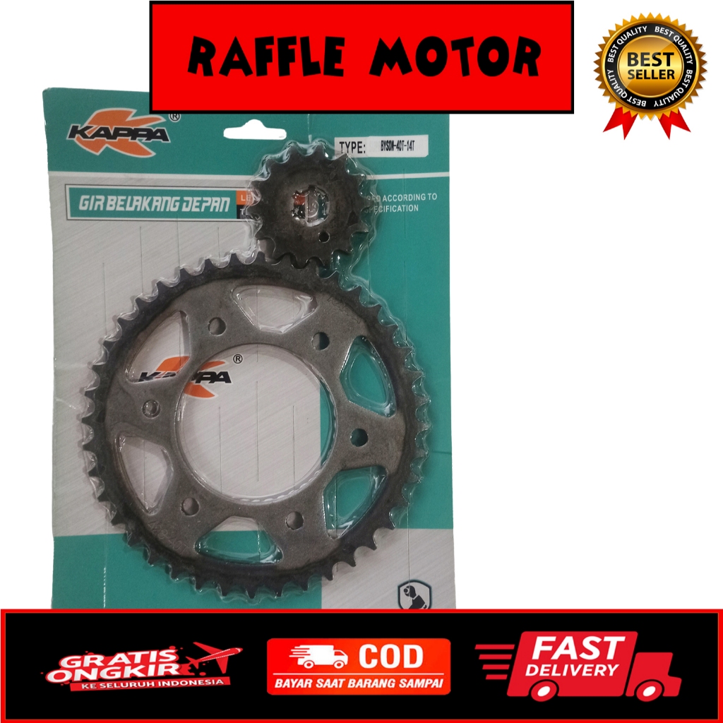 KAPPA GEAR DEPAN BELAKANG BYSON 40T. GIGI TARIK DEPAN BELAKANG YAMAHA BYSON 40T/14T