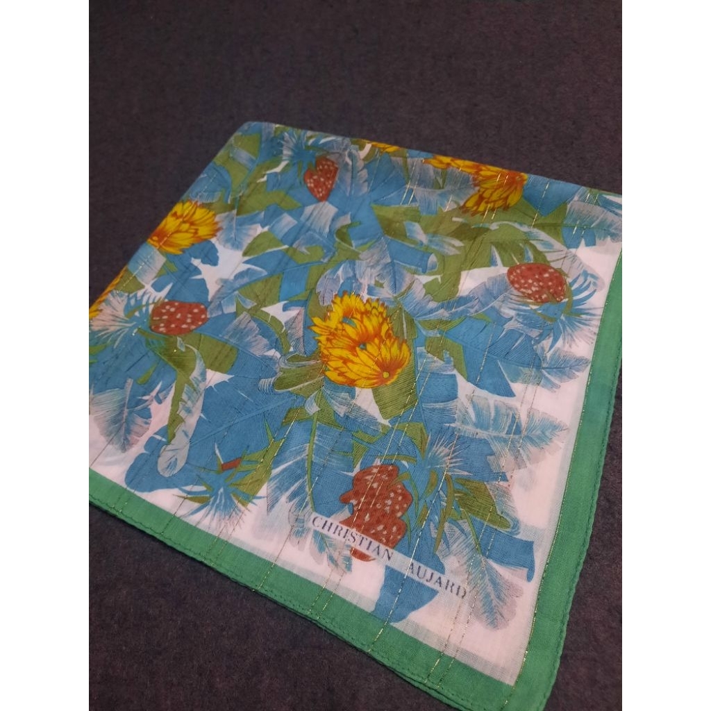 Saputangan Christian Aujard Flower series Original Vintage Handkerchief