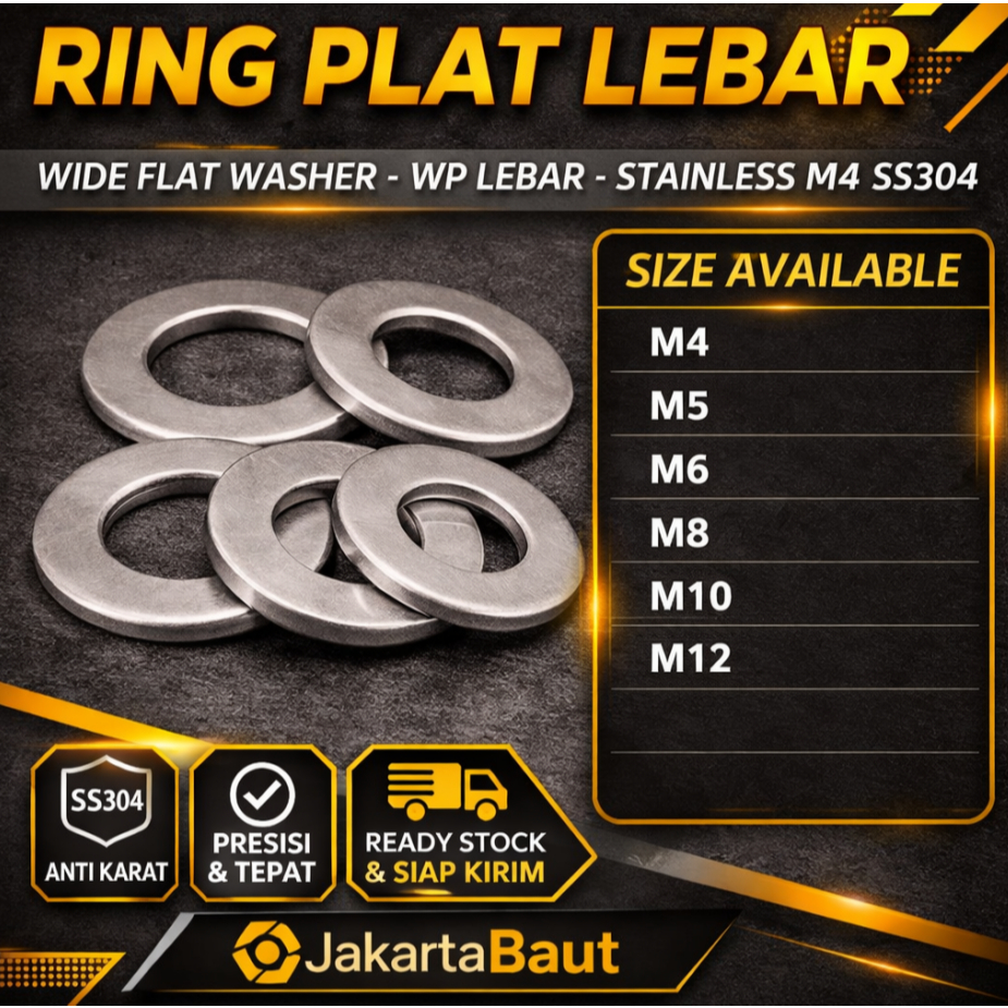 Ring Plat Lebar M6 / Wide Flat Washer M6 / WP Lebar M6 / Ring Plat Lebar Stainless M6 SS304