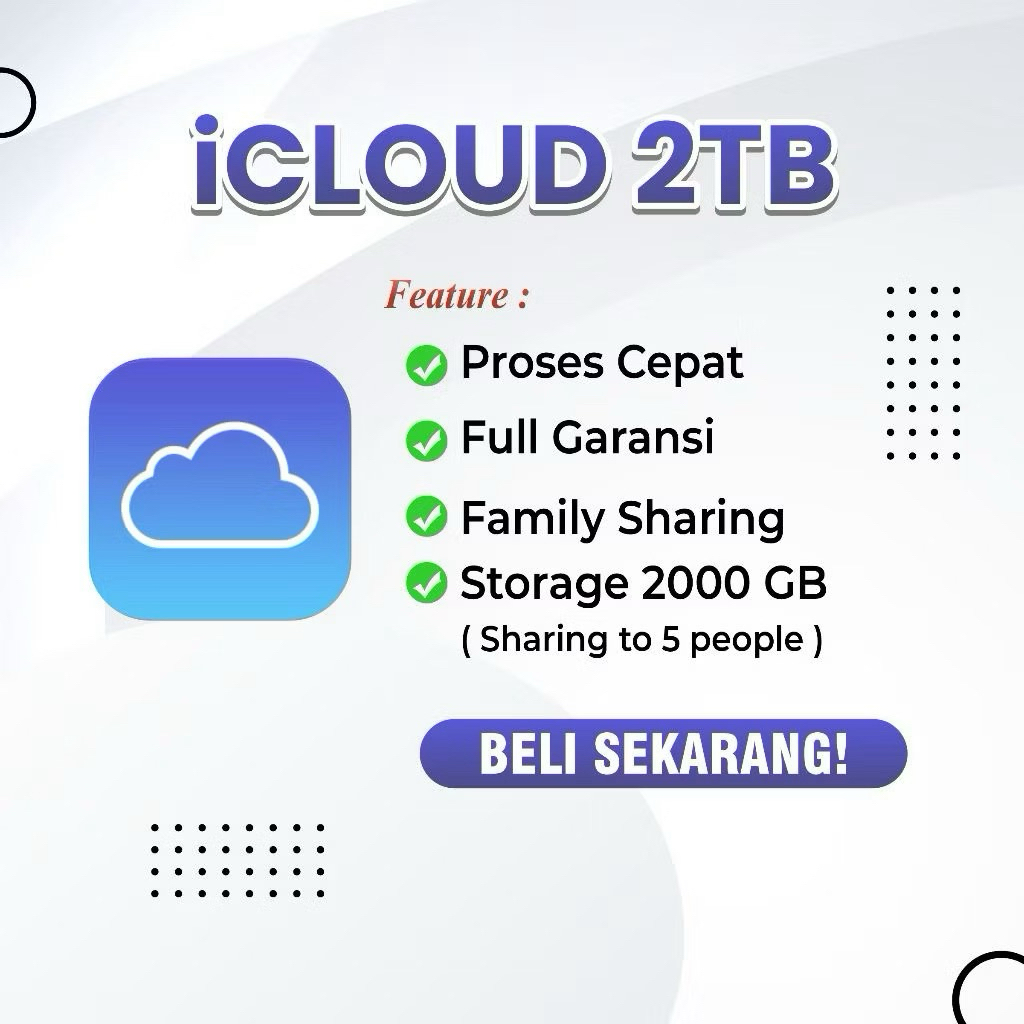 Penyimpanan iCloud 2TB - Akun Pribadi, Aman & Praktis
