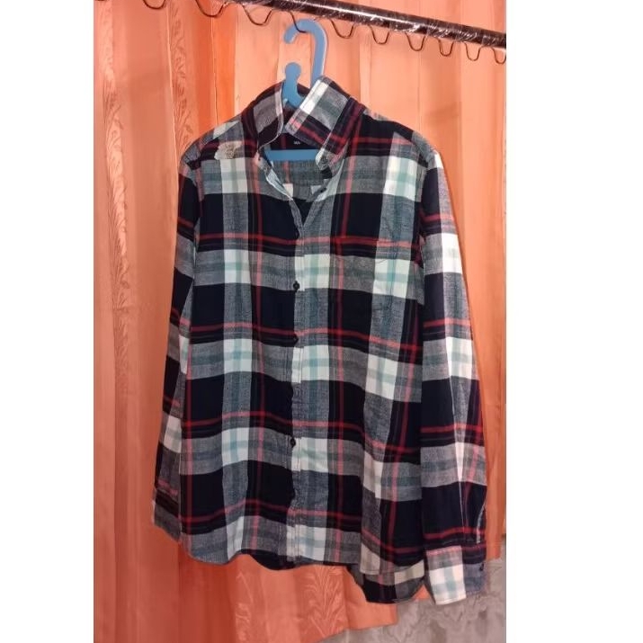 Kemeja Anak Bahan Flanel  Berwarna Biru Dongker