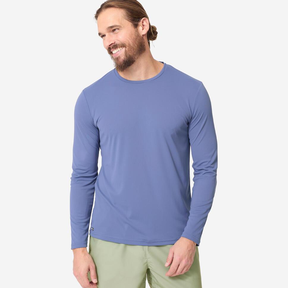 Decathlon OLAIAN T-SHIRT AIR pria anti-UV atasan lengan panjang surf Biru Eco - 8787799
