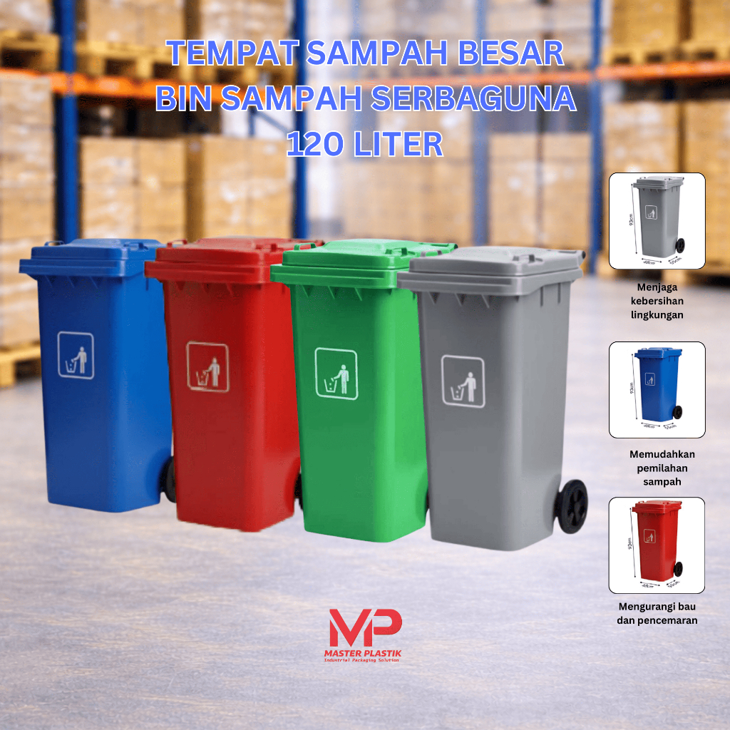Tempat Sampah Besar 120 Liter Serbaguna Tong Sampah Bin Sampah Besar Tempat Pembuangan Outdoor Kapas
