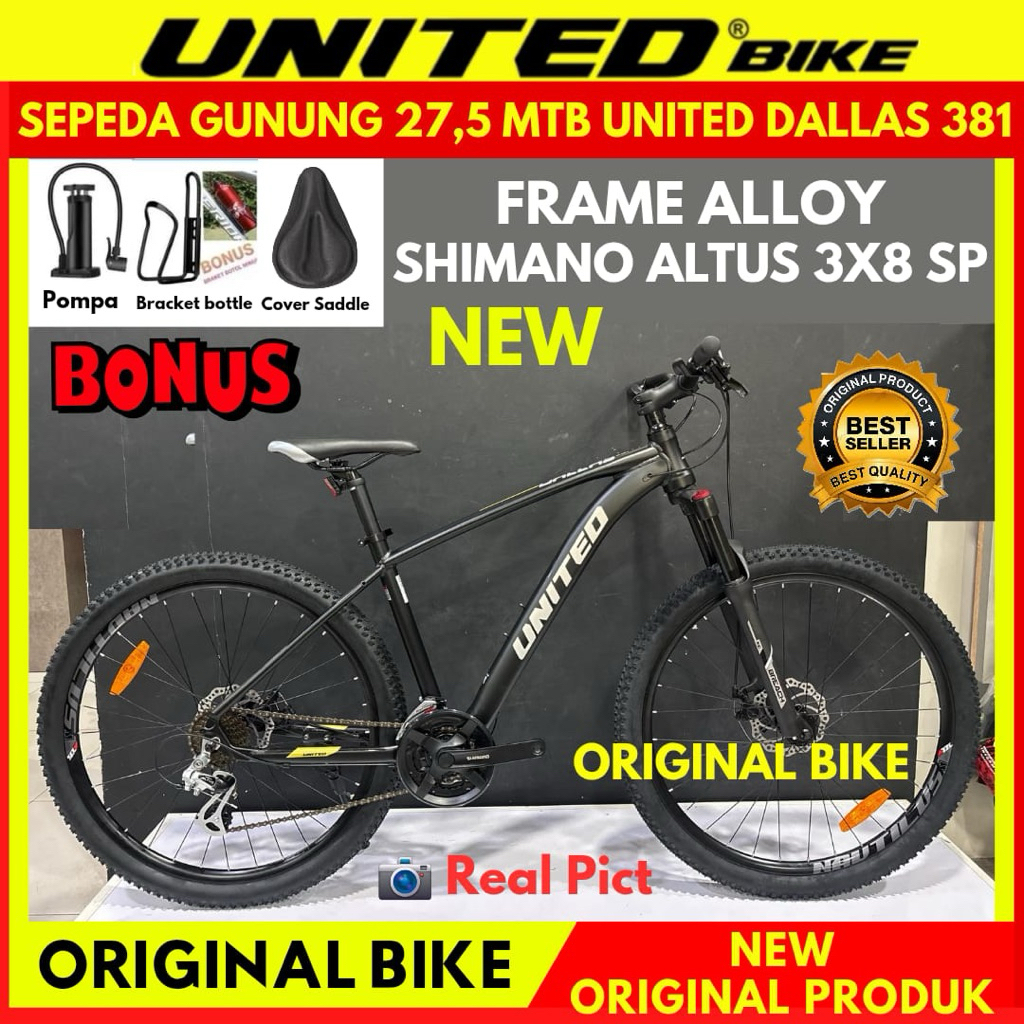 Sepeda Gunung MTB 27,5 United Dallas 381 Frame Alloy Terbaru