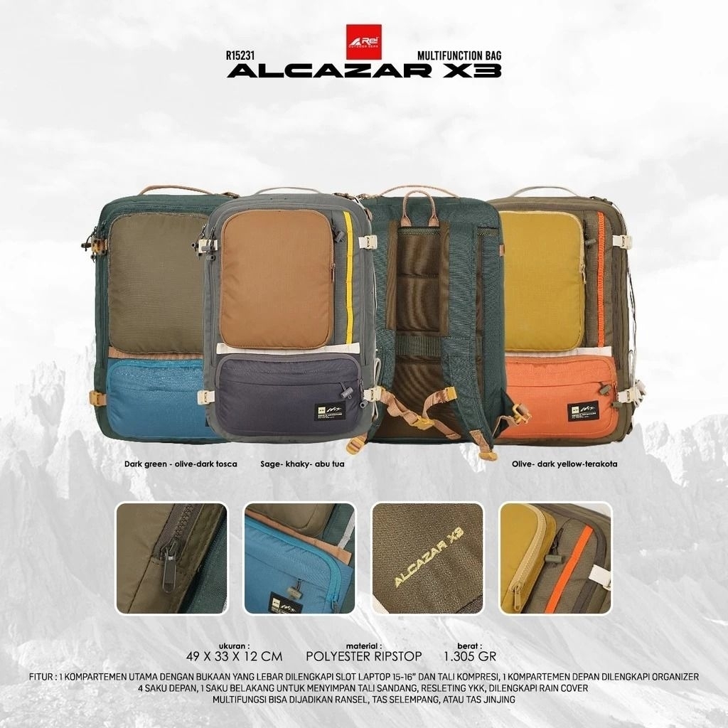 TAS RANSEL MULTIFUNGSI ALCAZAR X3 AREI