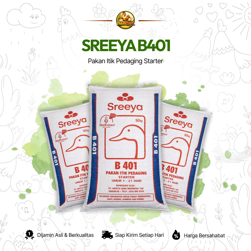 SREEYA B401 | Pakan Itik / Bebek / Mentok Pedaging | 20KG - 50KG | PakanAyamCom