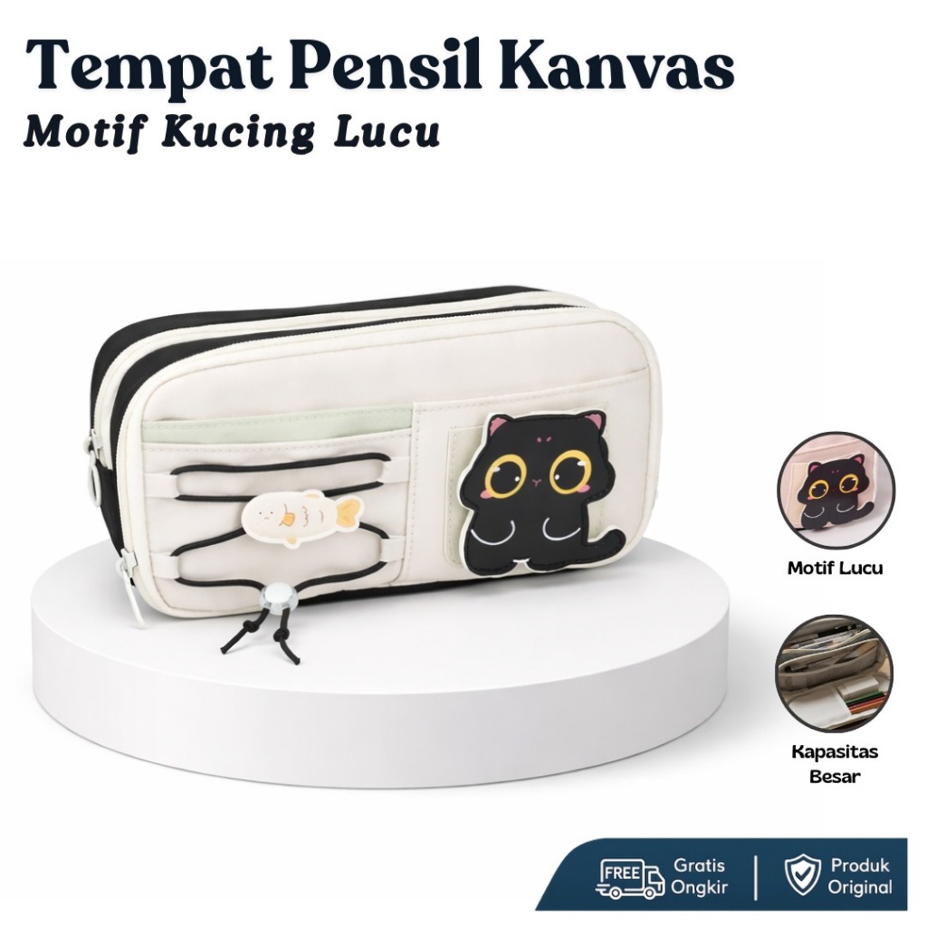 Tempat Pensil Kanvas Motif Lucu Multifungsi Pouch Alat Tulis Sekolah BA-888