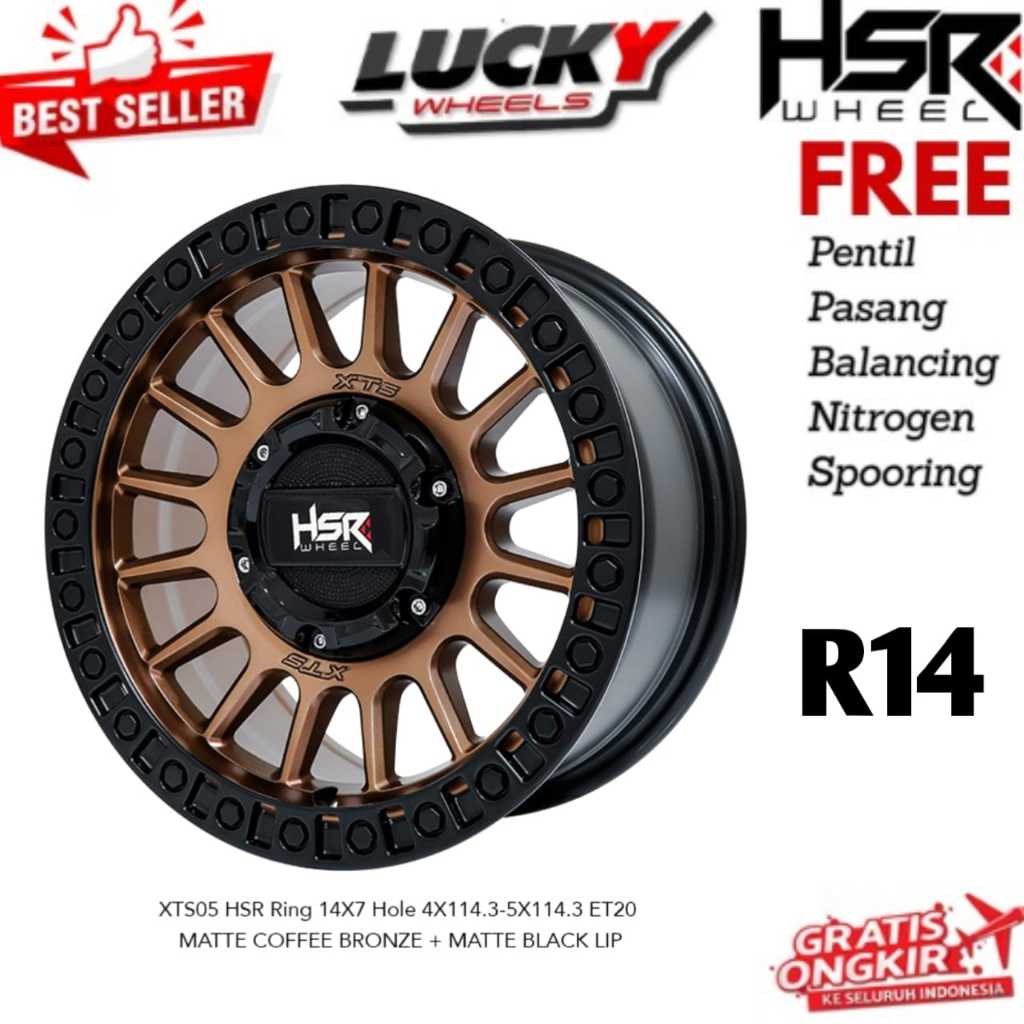 Velg mobil r14 model offroad cocok untuk kijang gren max L300 dll r14 offroad  merk HSR XTS05