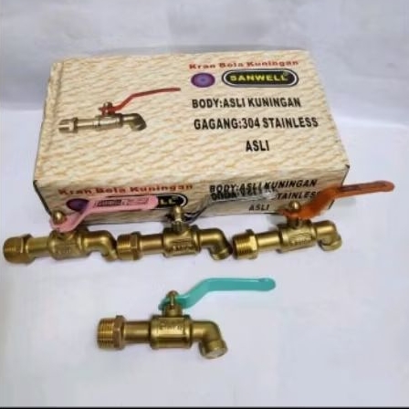 Kran Air 1/2" inch Kuningan ASLI SANWEL / Keran Kuningan Stainless