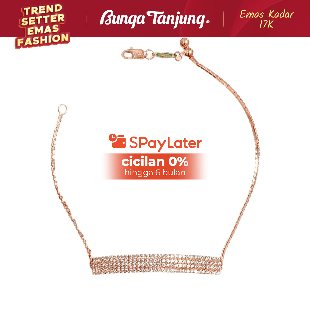 GELANG SERUT PLAT LISTRING - EMAS 17K - BUNGA TANJUNG GOLD