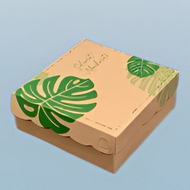 10 Pcs Box Kraft Kotak Kue Motif Daun Ukuran 20x20x10 Cm Dus Nasi Catering Tutup Renda