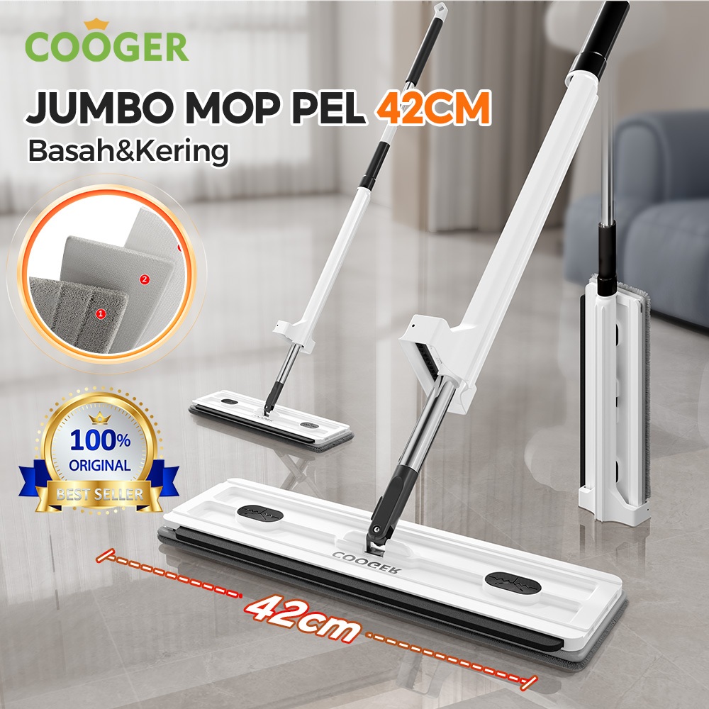 COOGER Pel Lantai Wiper Jumbo 3in1 Mop Lantai Lebar Super Lebar Auto Rebound Alat Pel Praktis Serbag