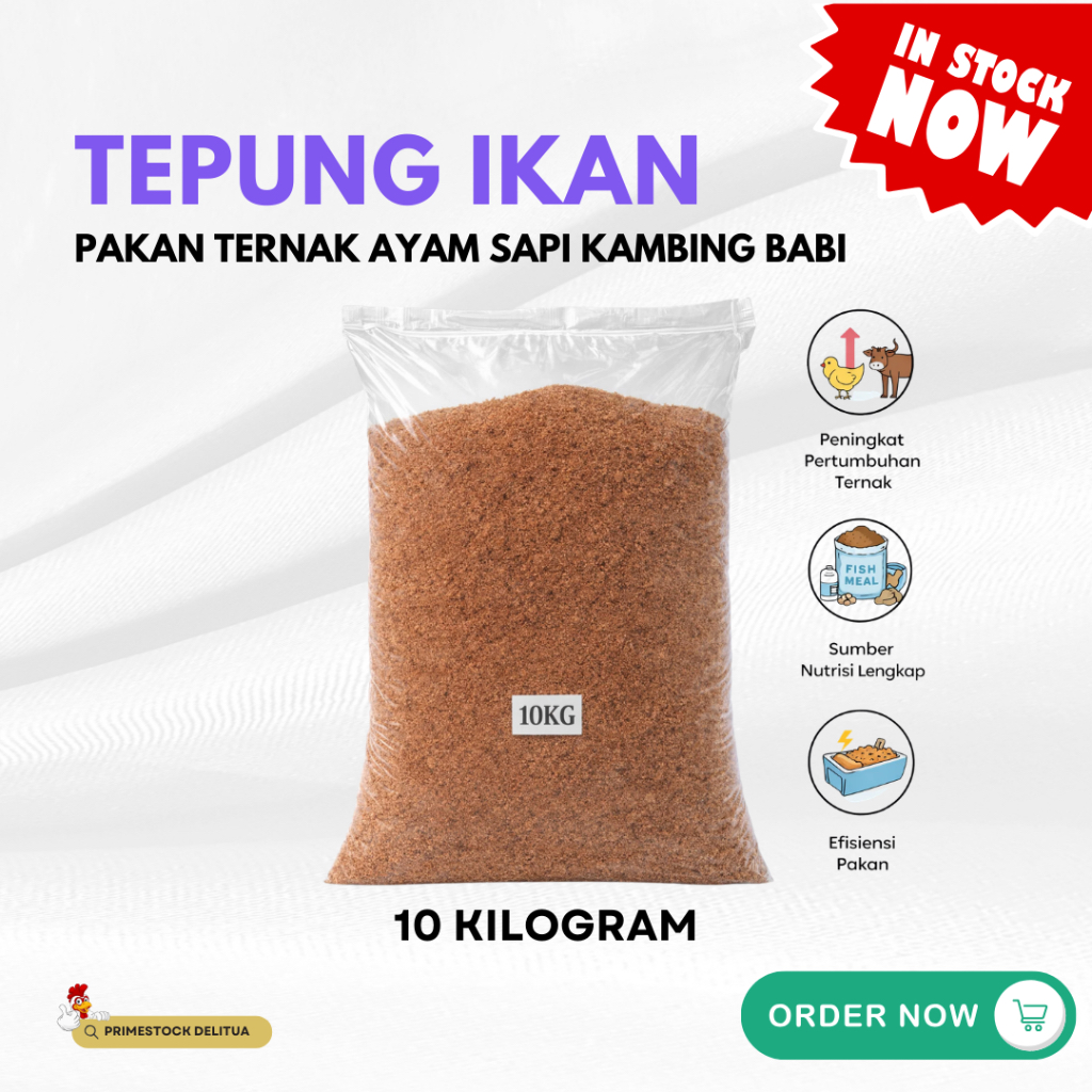 Tepung Ikan Murni 10 Kilogram Protein 35 Persen – Pakan Ternak Ayam Sapi Kambing Babi Ikan