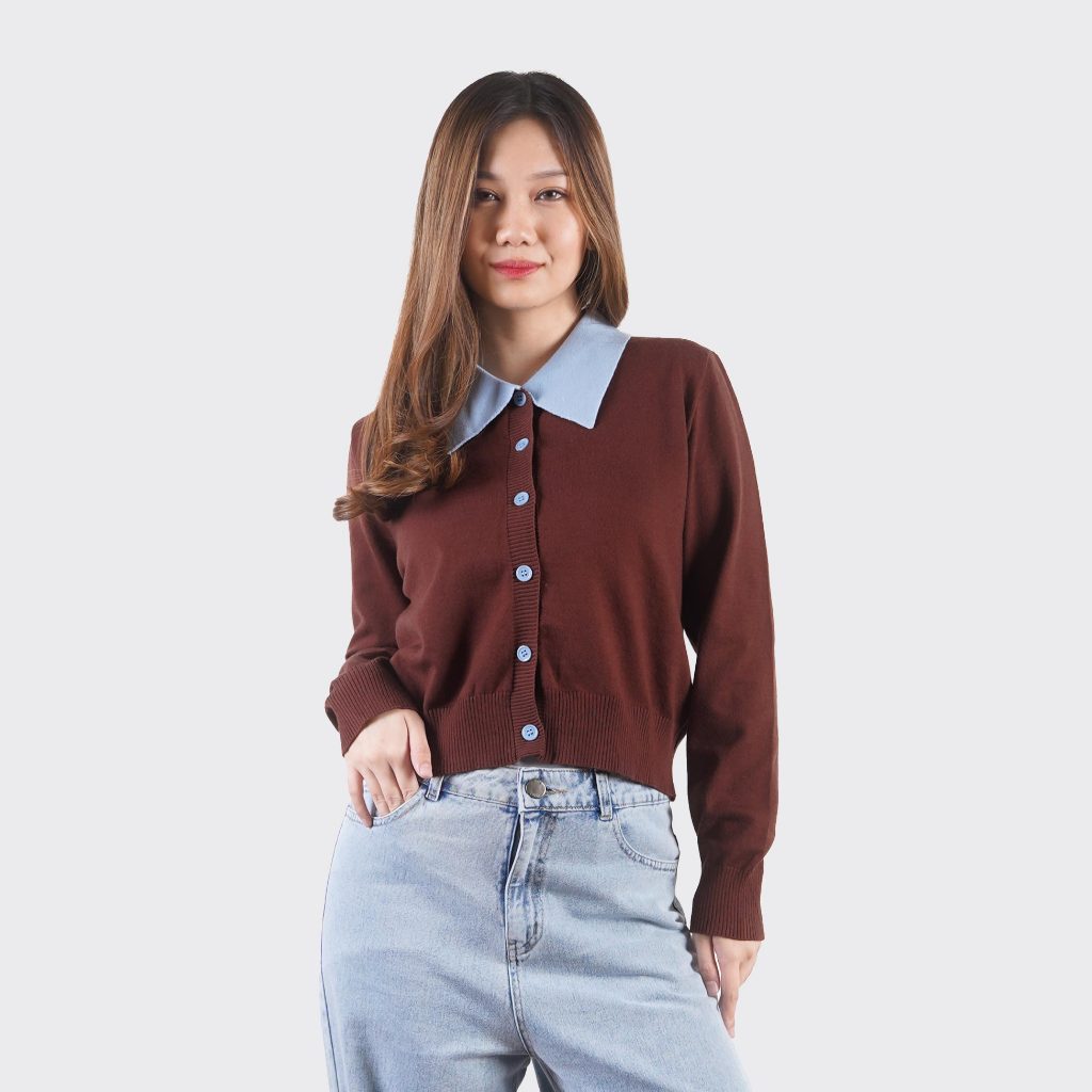 Instylelooks Preppy Style Collar Knit Cardigan