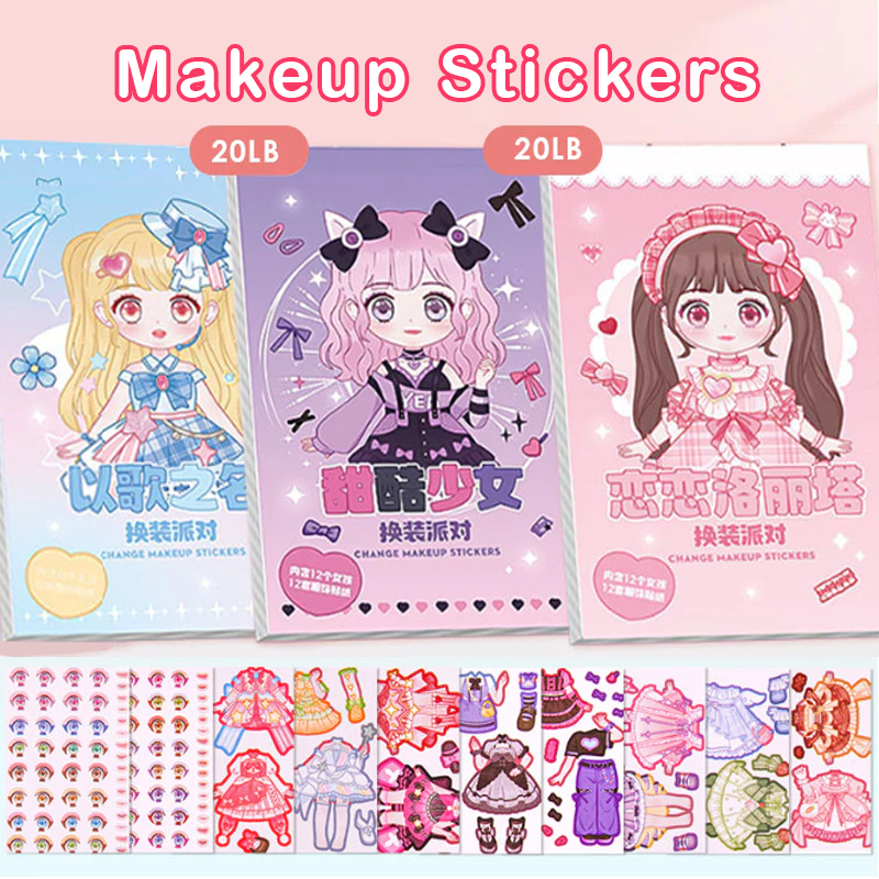 Penjual lokal-Kartun Berdandan  Anak Buku Sticker Dress Up 4PCSBook Diy Fashion Diary BP Jadul Lucu 