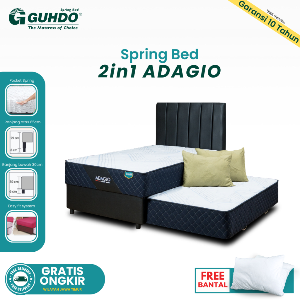 GUHDO 2in1 ADAGIO Spring Bed Pocket Kasur Sorong