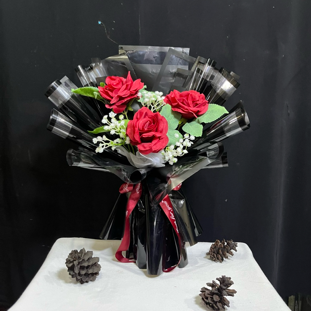 Buket Bunga Palsu / Bucket Flower Simple Bunga Artificial / Snack / Kopi Premium Elegant Aesthetic -