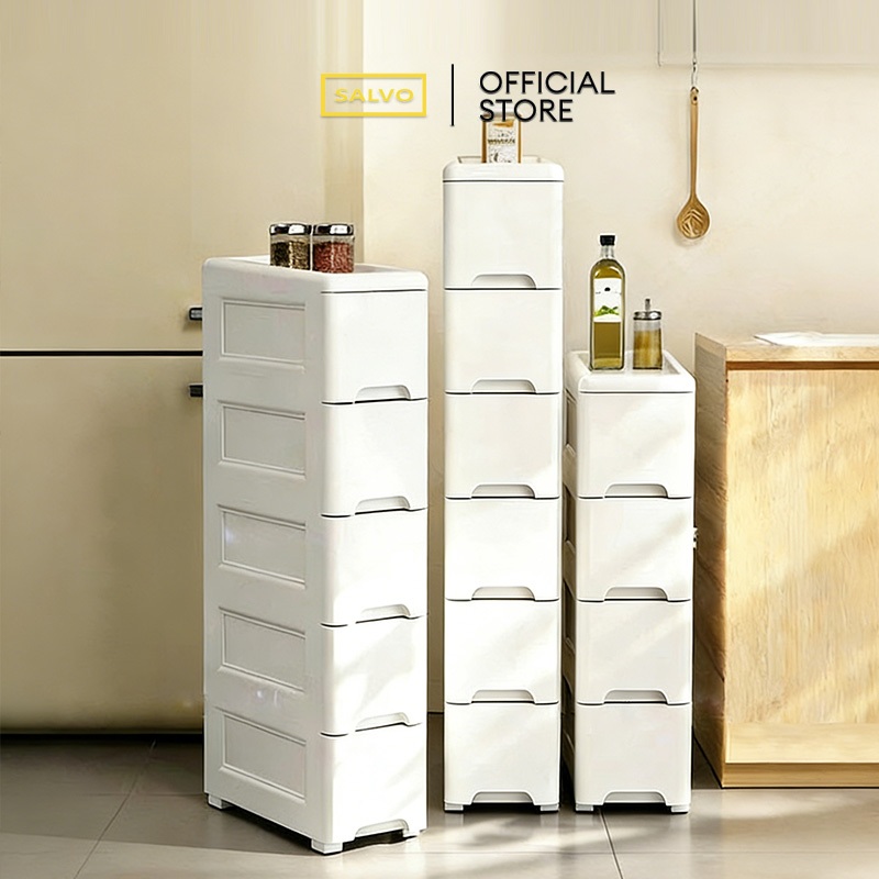 Salvo Lebar15/20/25/30cm Rak Susun Penyimpanan Plastik/Lemari Plastik Laci/Laci Plastik/Rak Dapur Pl