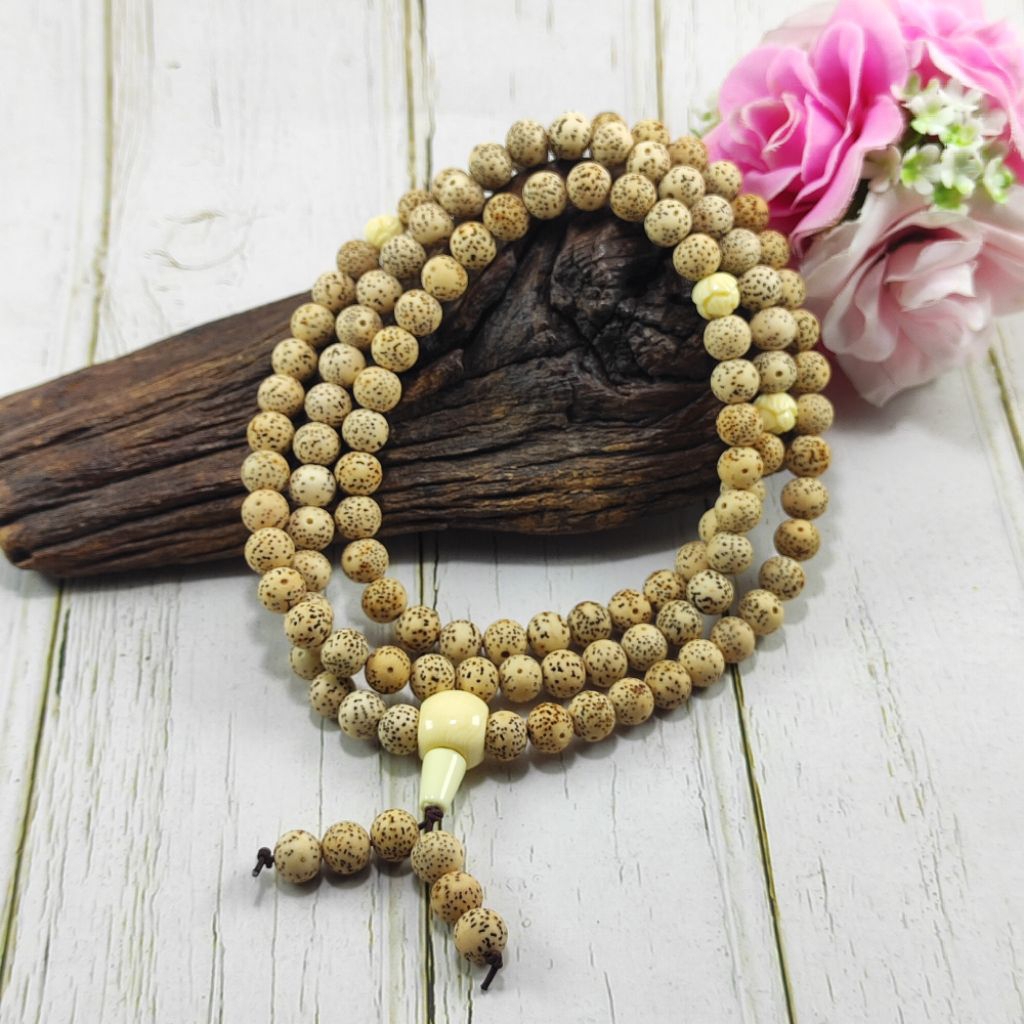 TASBIH BUDDHIST 108 BIJI BODHI PUTIH D09