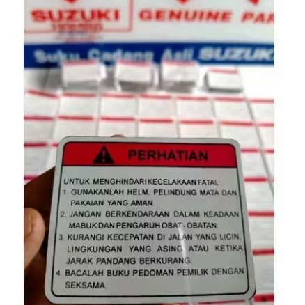 stiker peringatan warning suzuki original sgp