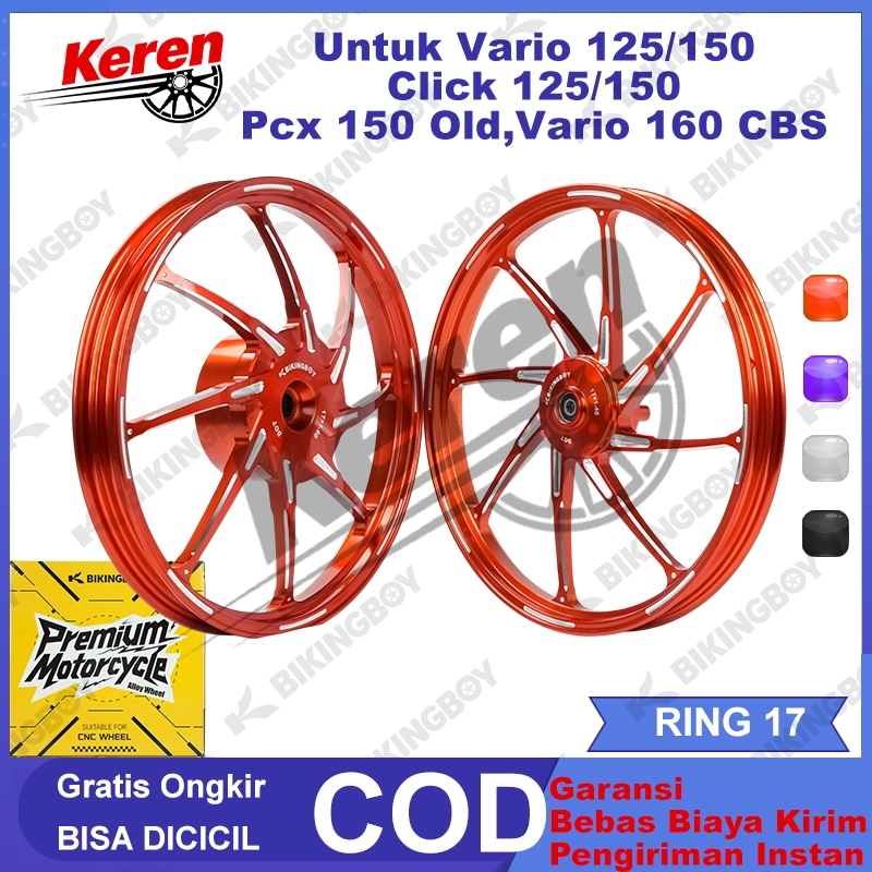 VELG BIKINGBOY Palang 8 CNC Ring 17 Velg Motor Racing Ukuran 140*17 160*17 Untuk Click Vario 125/150