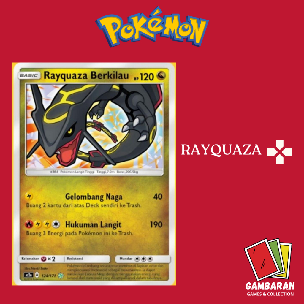 Rayquaza Berkilau 124/171 As2a Kartu Pokemon Indonesia TCG