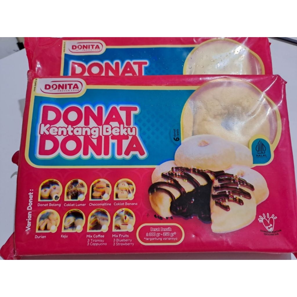 DONITA Donat Kentang Isi 6 Tersedia 3 Rasa Chocomaltine,Coklat Lumer, Donat Bolong Gula