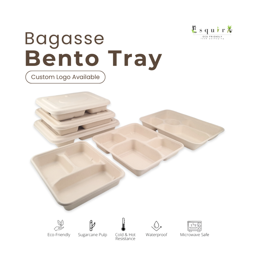 ECO Bagasse Bento Tray 3,4,5 Sekat / BTC31100 / BTC41200 / BTC51400