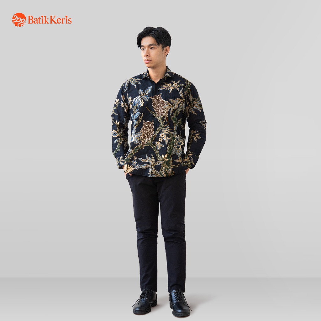 Batik Keris Kemeja Batik Pria Reguler Fit Lengan Panjang Keris Night Owl