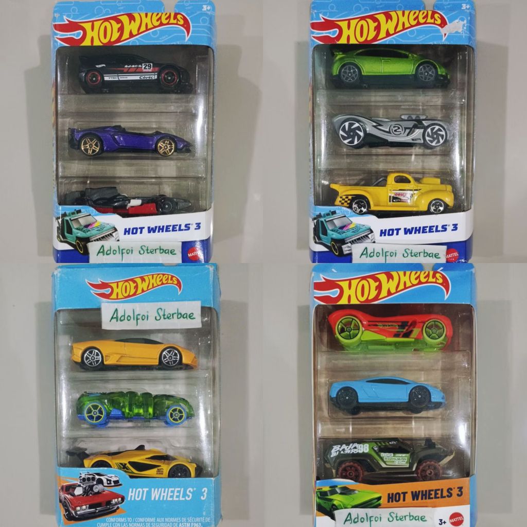 hotwheels hot wheels gift pack isi 3 pack honda civic custom lamborghini aventador j formula f1 race