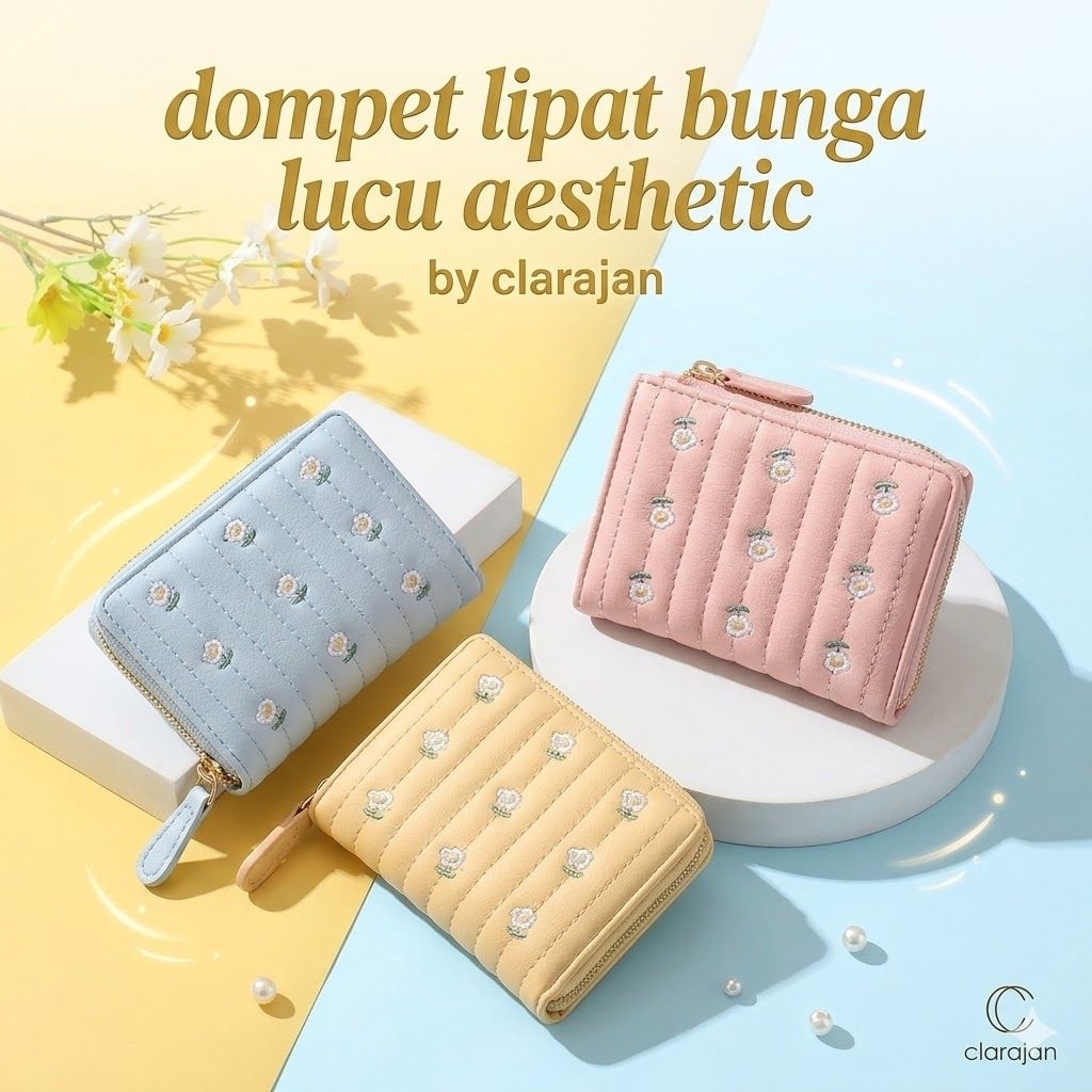 Dompet Wanita Mini Motif Bunga Lucu aesthetic simple dompet koin uang mutifungsi
