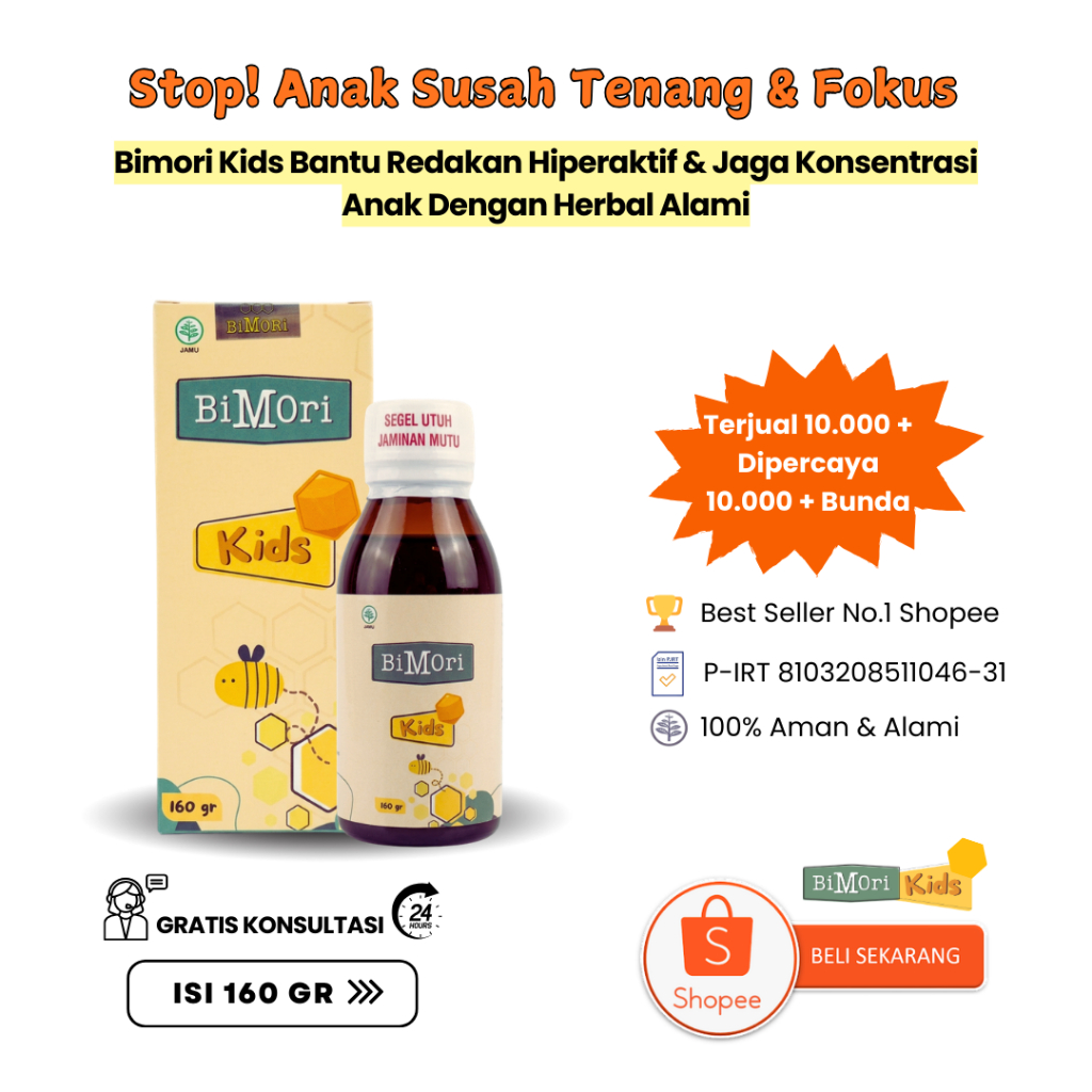 Bimori Kids Untuk Anak Hiperaktif Obat Tantrum Anak Adhd Atasi Speech Delay Nutrisi Otak Anak