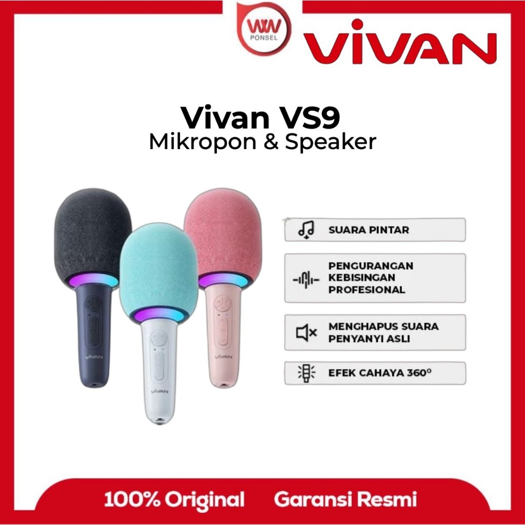 VIVAN VS9 Bluetooth Karaoke Speaker 360° RGB Light Voice Changer