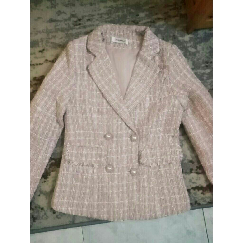 blazer tweed baby pink