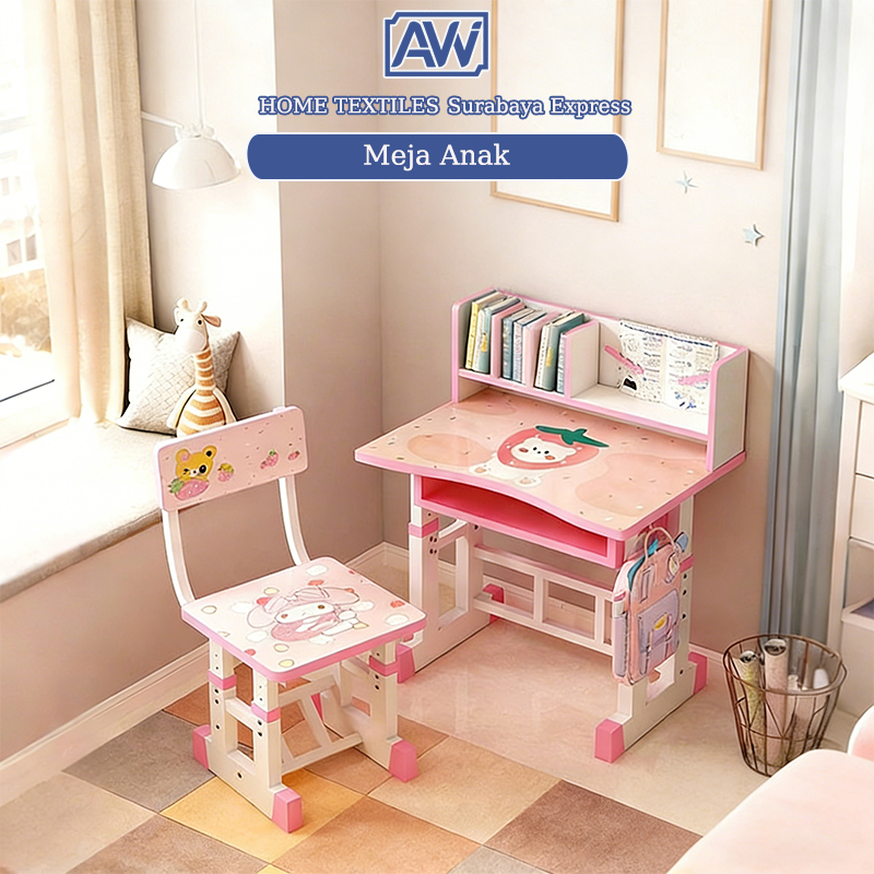 [Surabaya Express]Meja belajar anak set kursi Kursi Tinggi Dapat Diatur  Meja belajar aesthetic Lema