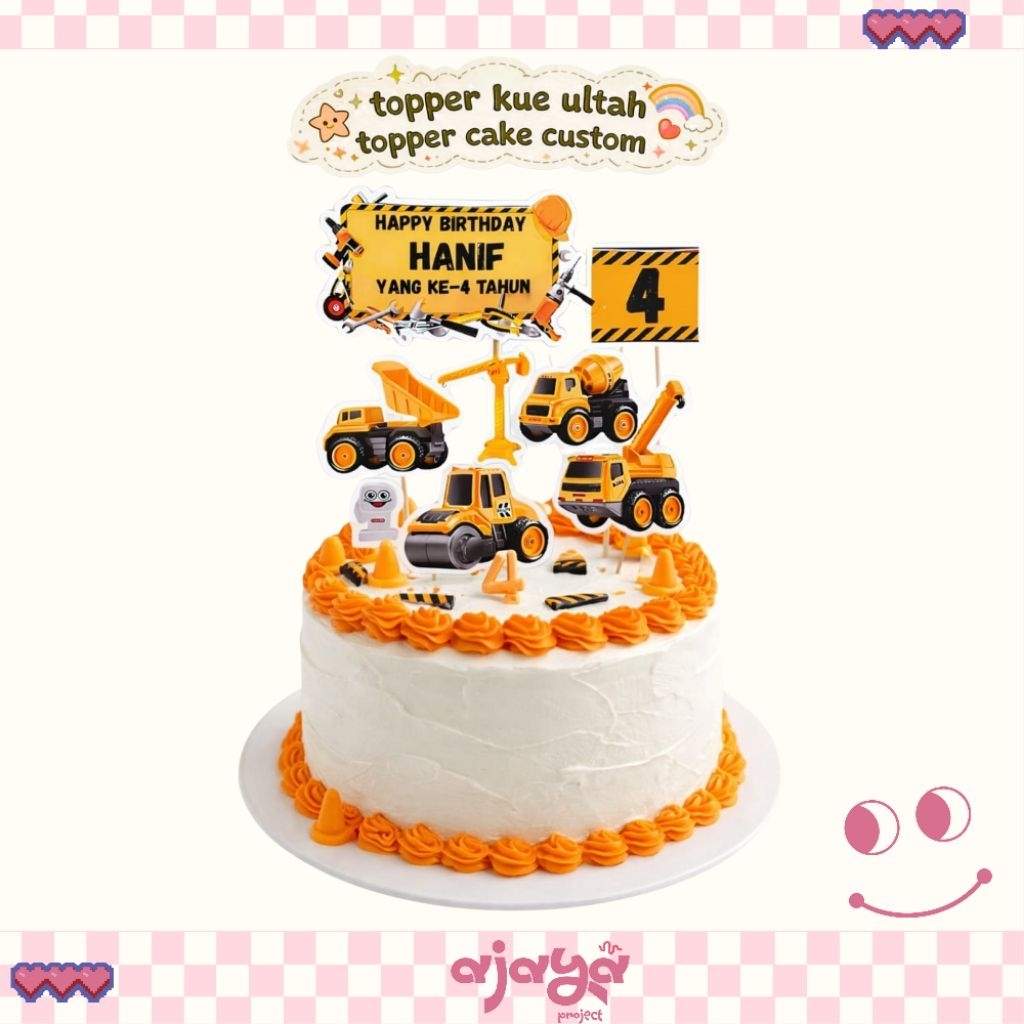 Topper Alat Berat Custom / Topper Cake Alat Berat Custom / Topper Kue Ultah Custom Anak / Topper Kue