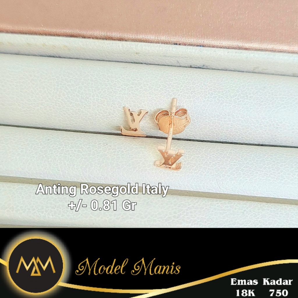 Anting Tusuk Fashion Italy AU Rosegold 750 kadar 18k
