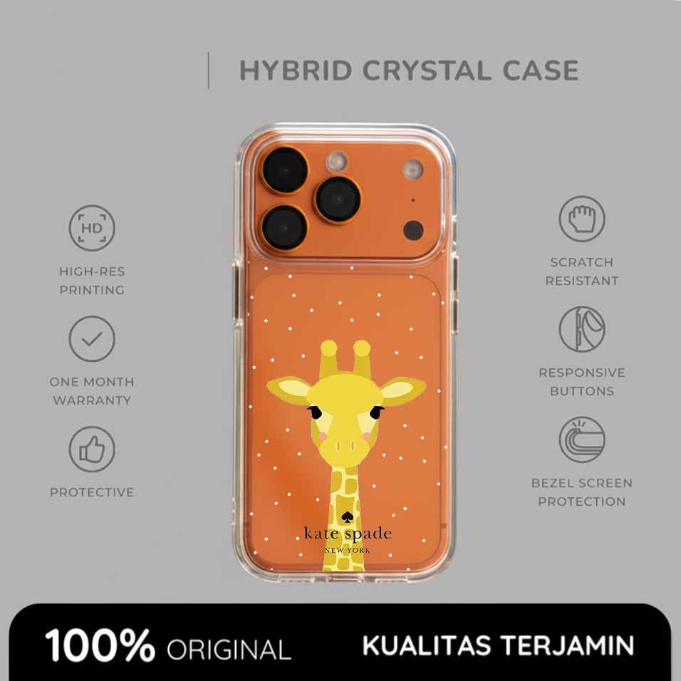 Casing iPhone Kate Spade Case Cute Giraffe Clear Magsafe Softcase Anti Shock Style 17 16 15 14 13 12