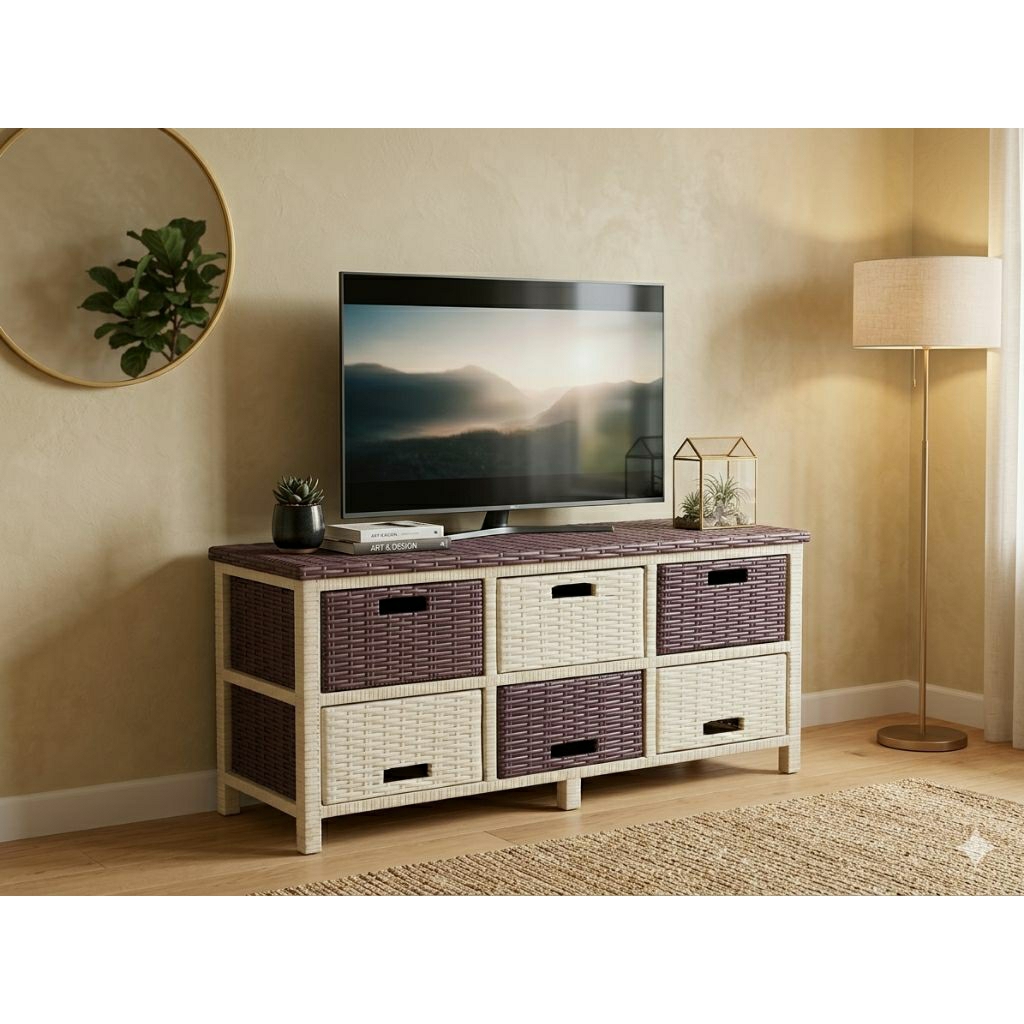 Lemari Plastik 6 Laci Rotan Sintetis Model 1