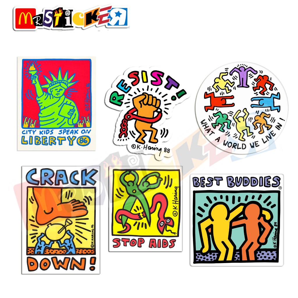 sticker Keith Haring New York Resist graphic diecut street art stiker