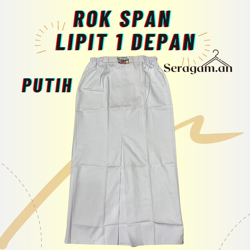 ROK SPAN LIPIT 1 DEPAN WARNA PUTIH - ROK SPAN - ROK LIPIT DEPAN PUTIH