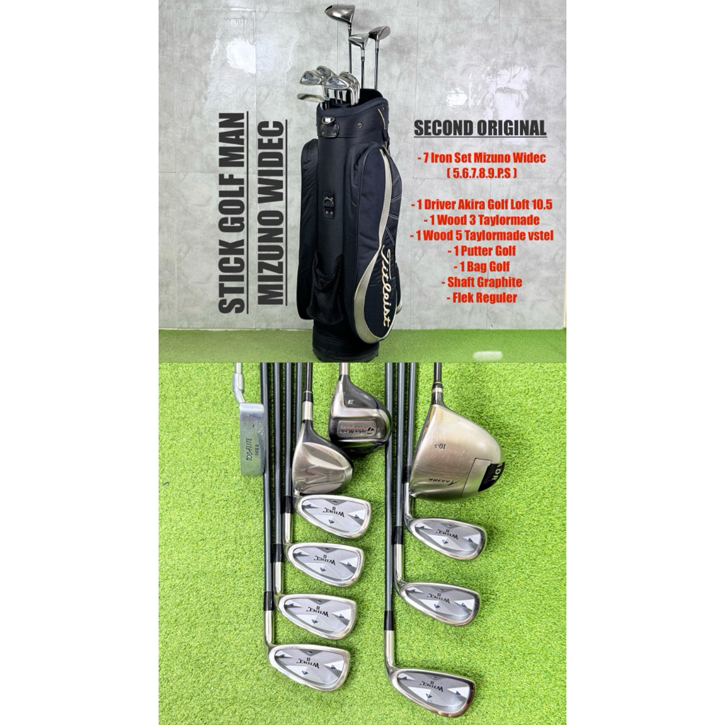 Paket Stick Golf Mizuno Widec Fullset Bag Golf Bekas Original